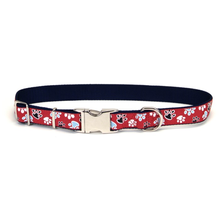 Coastal Pet Attire Ribbon нашийник для собак, 1,6 см Х30 см, червоний з лапками.